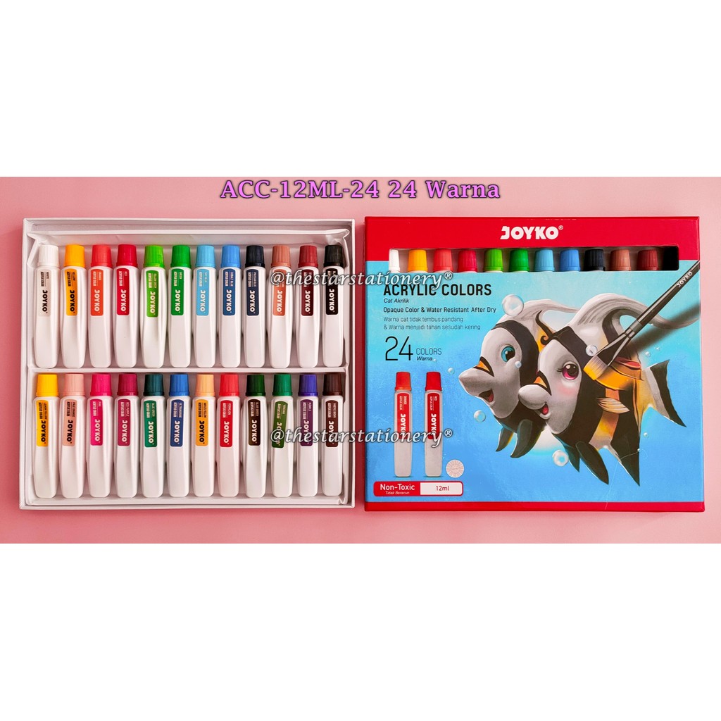 

(1 Set/24 Warna) GROSIR Cat Akrilik Joyko ACC-12ML-24 24 Warna / Acrylic Color Joyko ACC-12ML