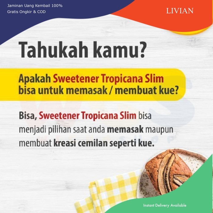 

vv Tropicana Slim Classic Sweetener 100 Sachets x 2.5g - Gula Diet