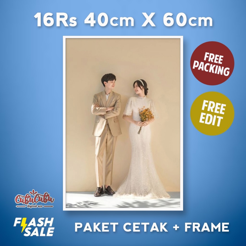 JY65BM CETAK FOTO + BINGKAI JUMBO 16R 16Rs 40X60CM FRAME PANEL EXCLUSIVE DEKORASI PREWEDDING, WEDDIN