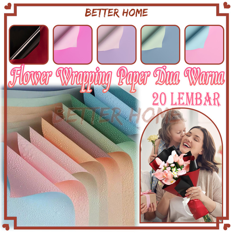 

(20 LEMBAR) Flower Wrapping Paper Dua Warna/Waterproof Bi Color Cellophane/Bi Color Flower Wrapping Cellophane