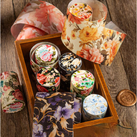 

1 Roll Washi Tape Vintage Sticker Scrapbook BLOOMING FLOWERS FLORAL SERIES Journal Scrapbook DIY