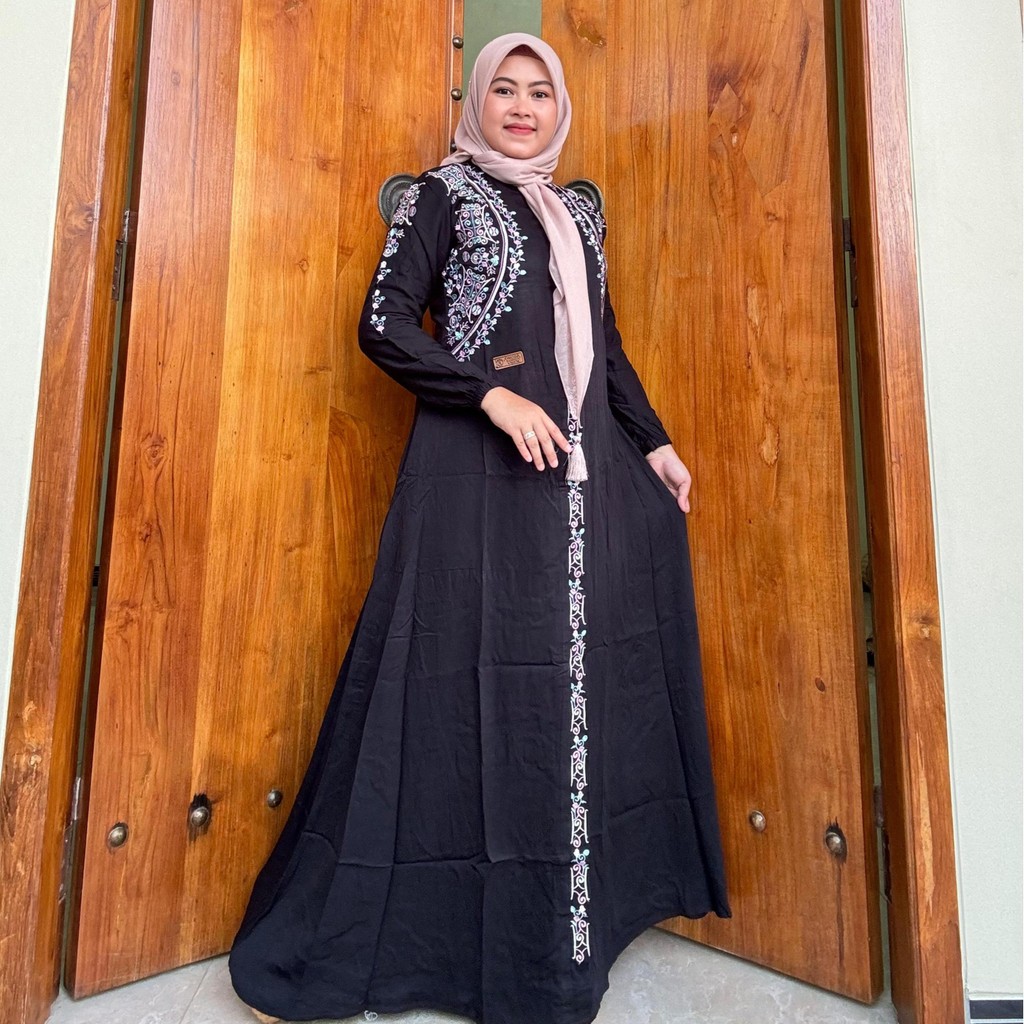 Gamis Amanda Maulida Bordir Mewah Rayon Twill Premium