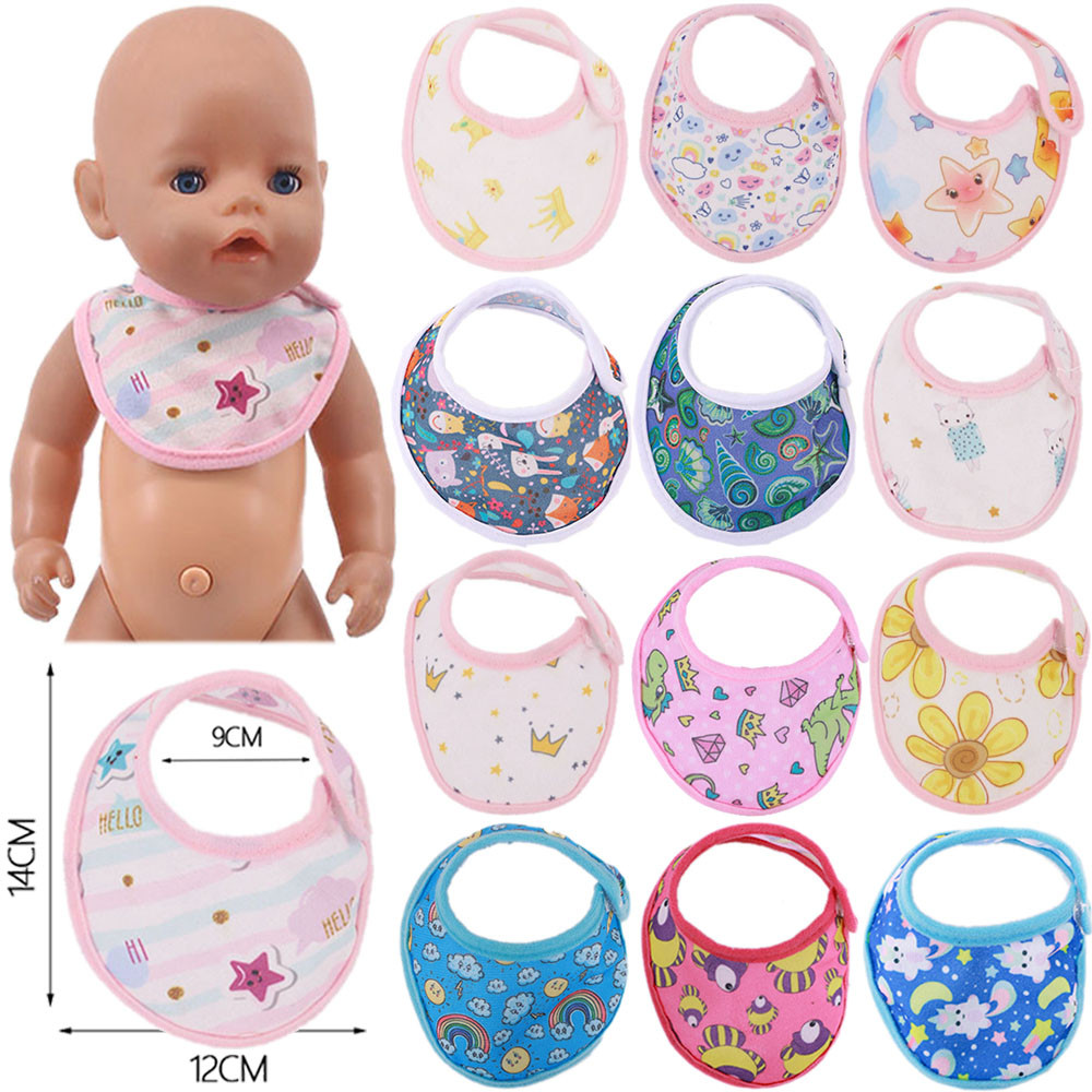 Doll Pop Animal Fruit Print Burp Cloth Bibs For 18Inch American Doll&43Cm Reborn Baby Doll Clothes