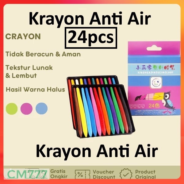 

Crayon Krayon Anti Air Mewarnai Pensil Warna Anti Kotor isi 24pcs