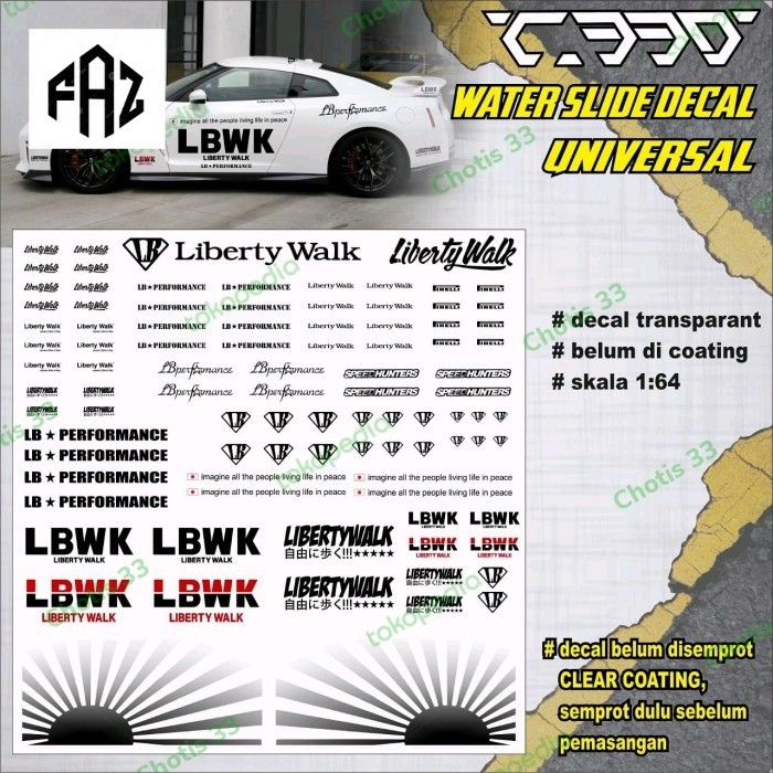Decal  Diecast Hot wheels liberty walk lbwk