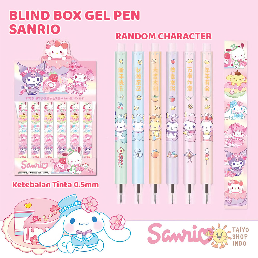 

TAIYO Blind Box Gel Pen Sanrio Kuromi Karakter Pulpen Alat Tulis Anak Sekolah Menulis ATK