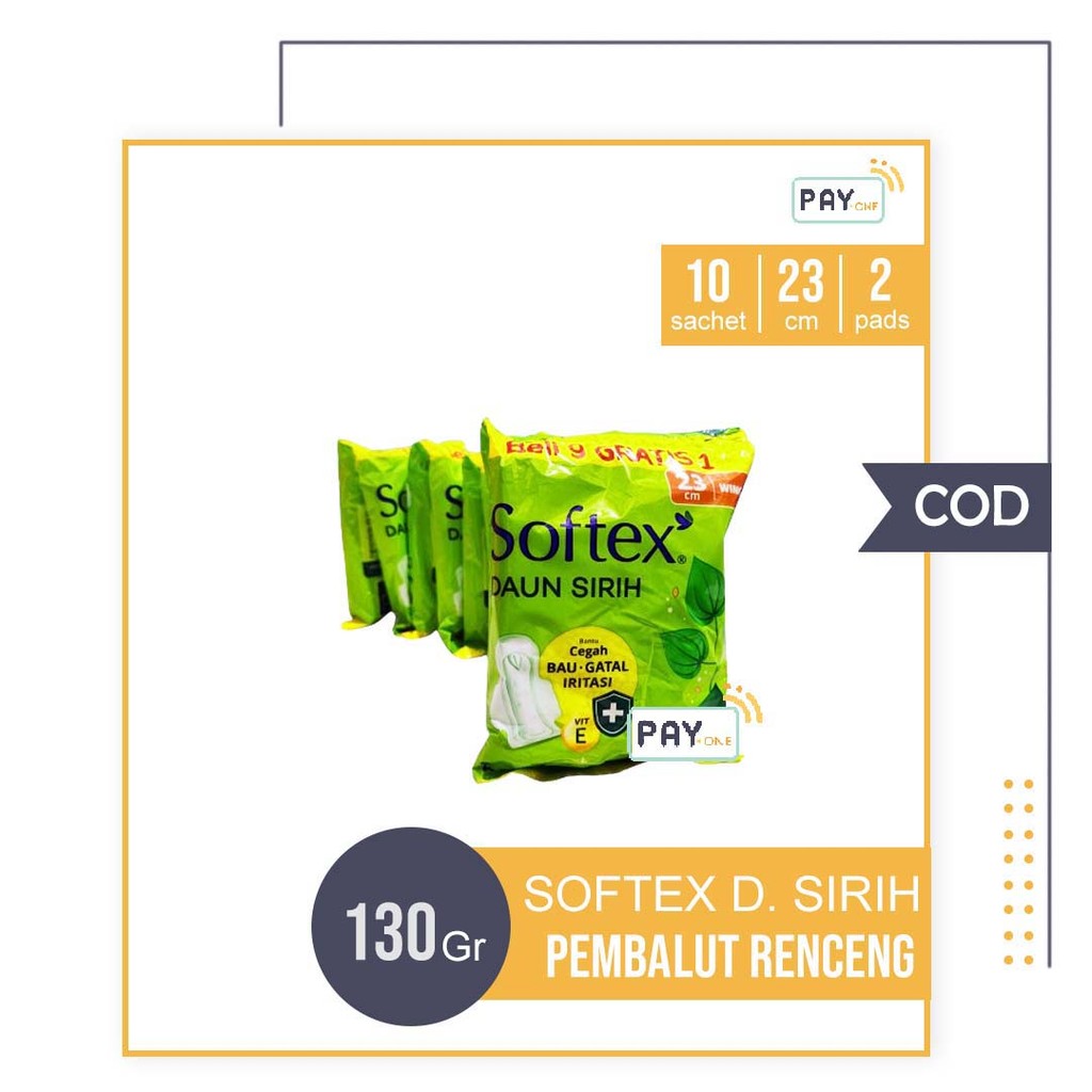 Softex Pembalut Wanita Daun Sirih Sachet Renceng 23cm Wing Non