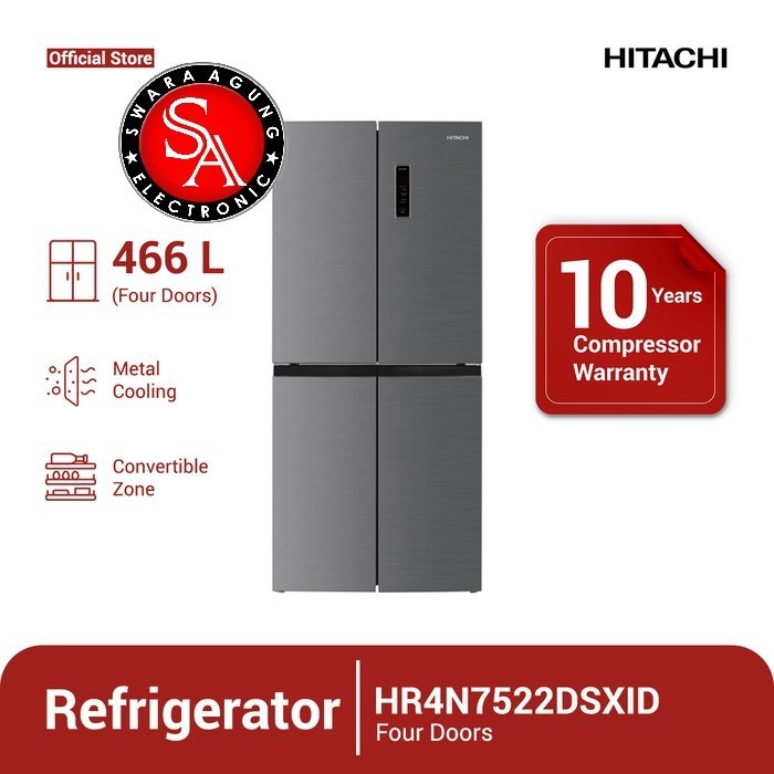 Kulkas 4 Pintu 533 Liter Inverter Hitachi Type : HR4N7522 - Low Watt ( Medan )