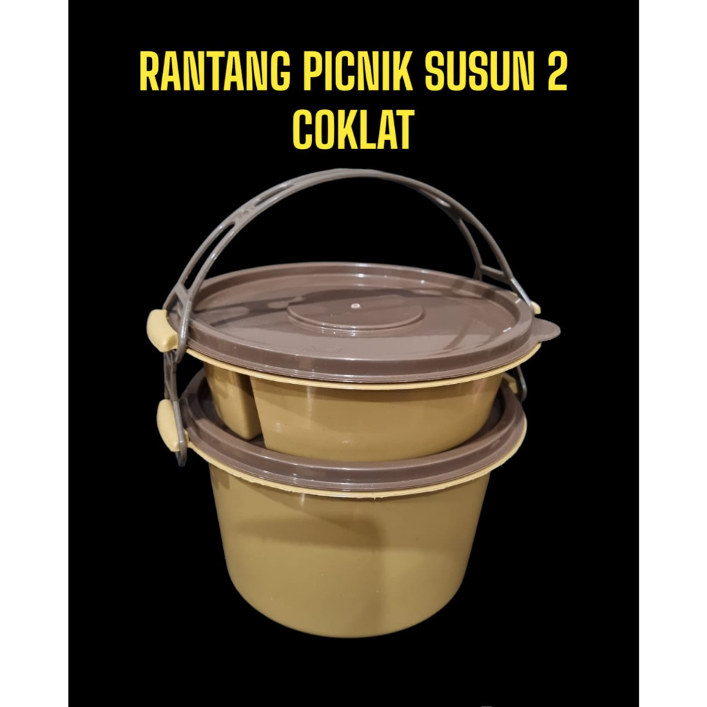 Rantang / Rantang Souvenir / Rantang Plastik / Rantang Piknik Coklat Susun 2 idola