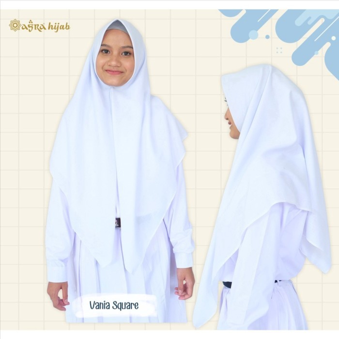 JILBAB SEGIEMPAT SEKOLAH UKURAN 10X110 115X115 130X130 BAHAN KATUN - putih(110x110)