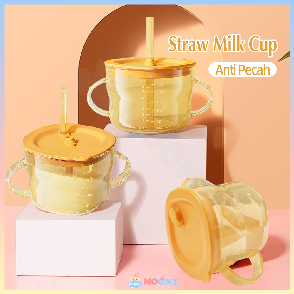 Moony Gelas Anti Tumpah Anak 240ML Straw Training Mug Baby Cup Anti Tumpah