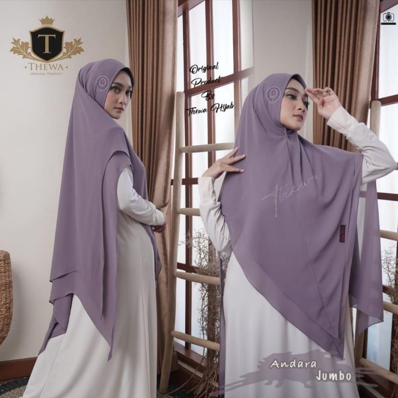 Thewa // khimar andara jumbo ori thewa //khimar payet ceruty babydoll // jilbab instan payet jumbo /