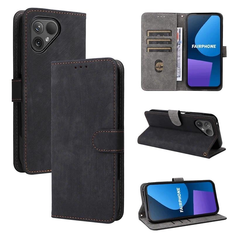 New Phone casing Fairphone Smartphones 5 Case Wallet Anti-theft Brush Magnetic Flip Leather Cover Fo