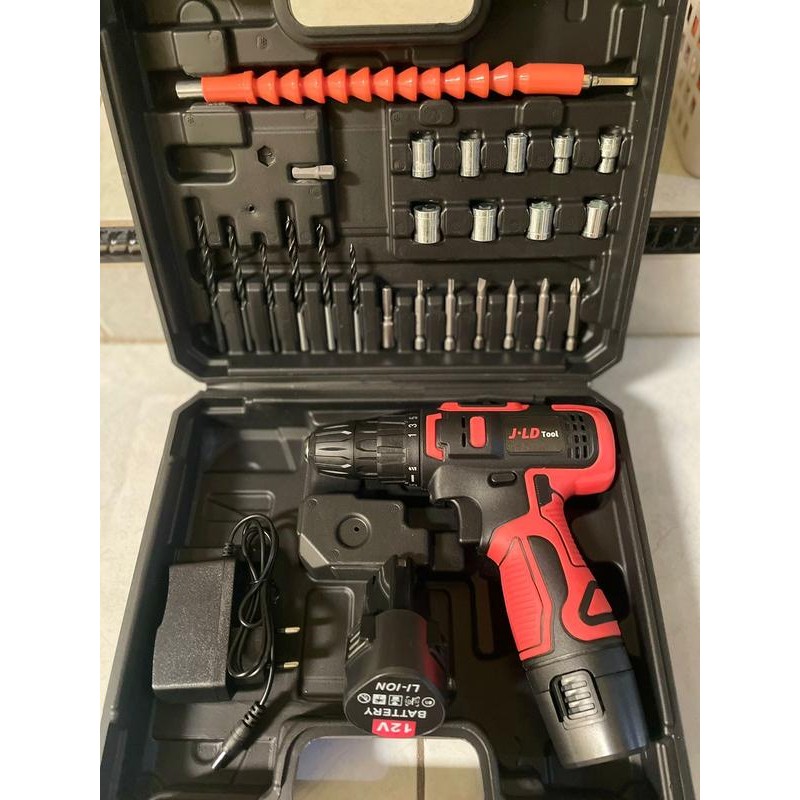 TKMRH Bor Baterai Cordless JLD 12V Merah Terbaru Fullset torsi