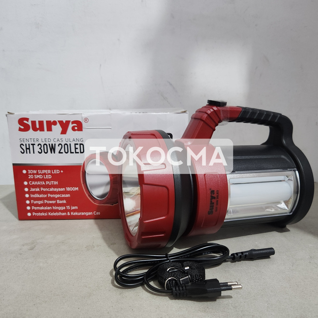 Senter Cas Rechargeable Surya 30w 30watt 20 LED + Power Bank Function