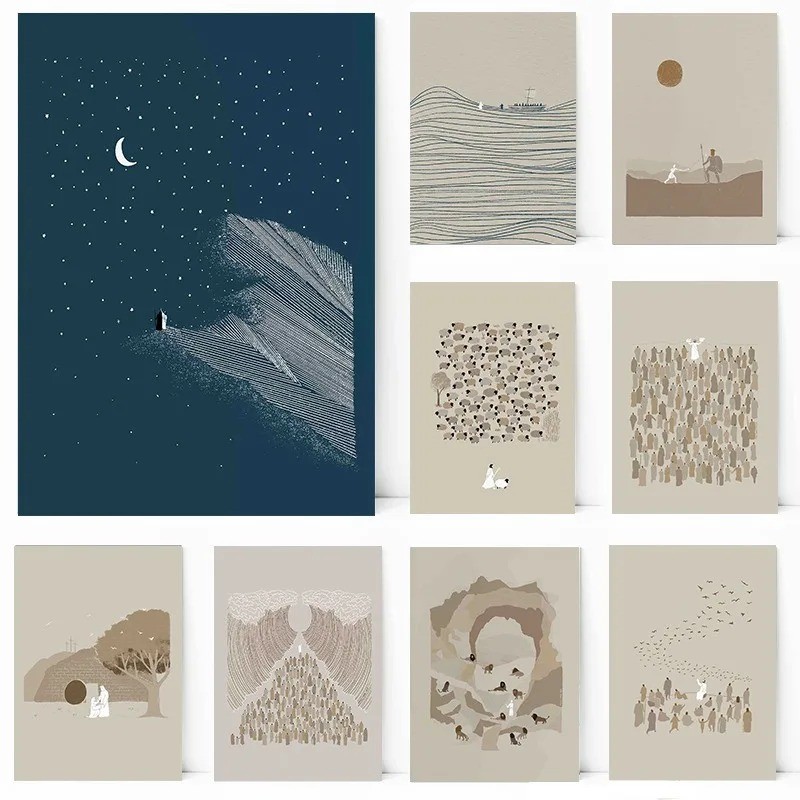 

Modern Boho Jesus Christian Gift Bible Sketch Posters Printing Decorative Canvas Painting Living Room Bedroom Wall Art Home Deco