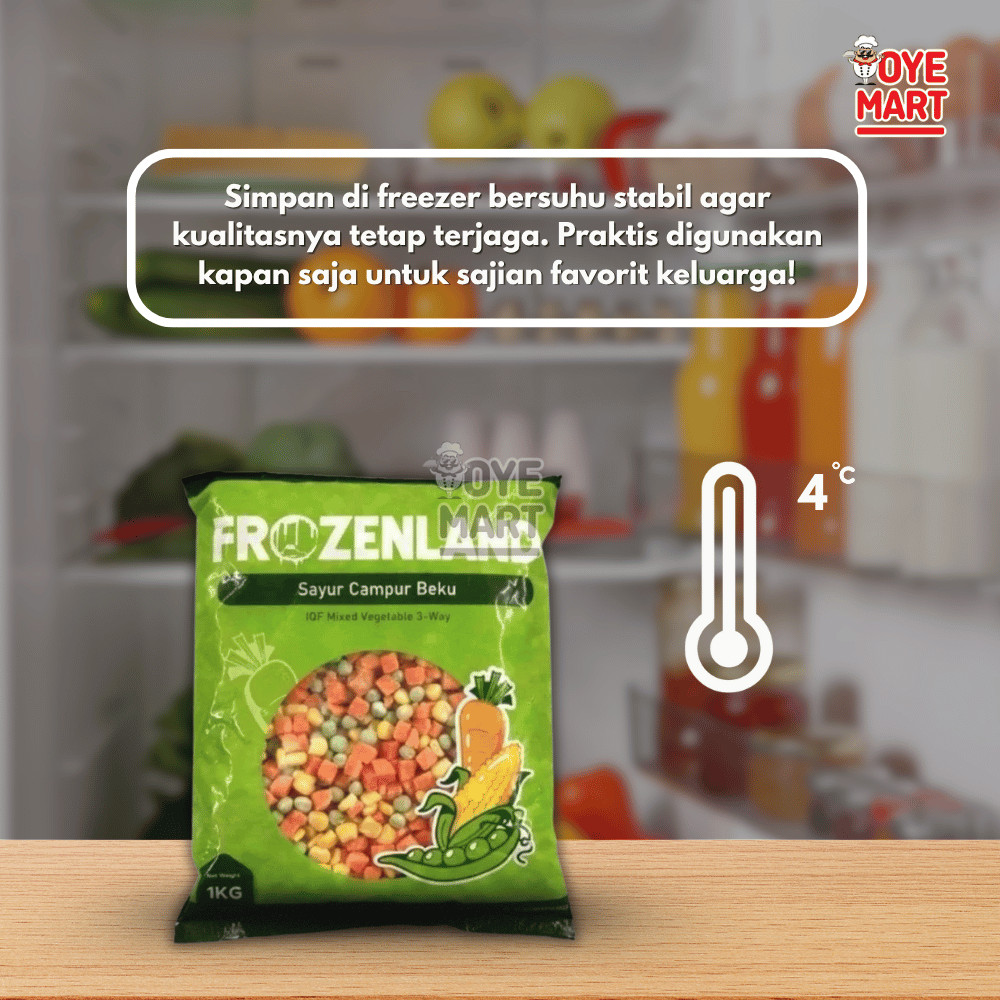 

Cahayadstore Frozenland Mix Vegetables 4 Way 1Kg / Sayuran Beku