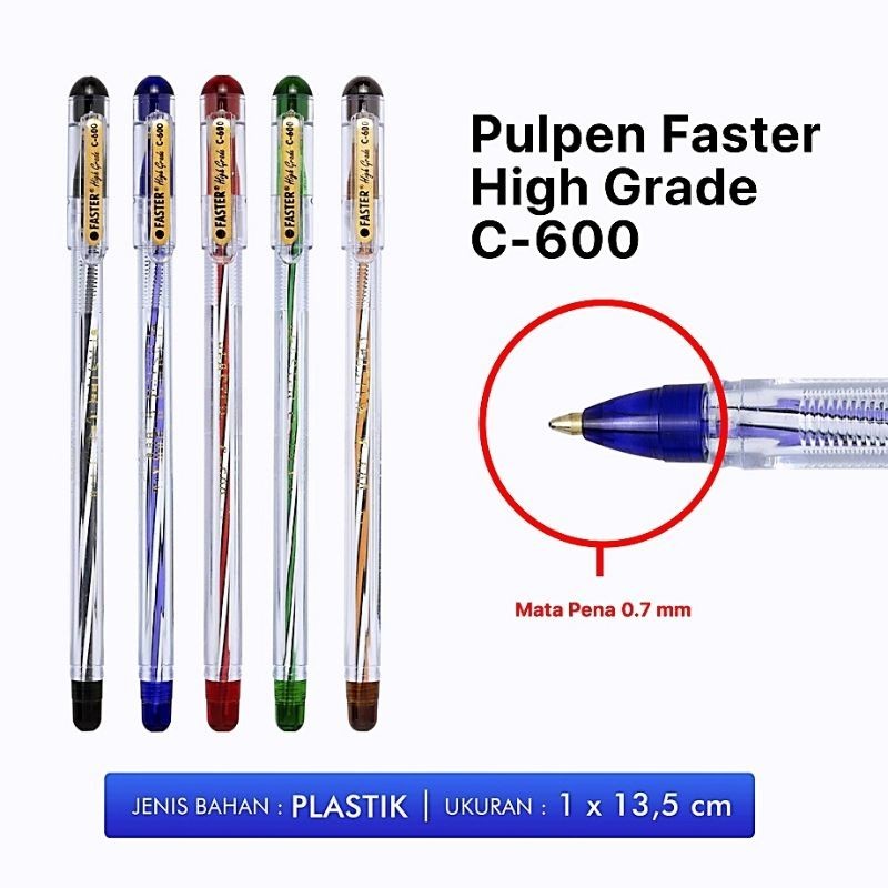 

Dalingshop Pulpen Faster C600 Hitam Biru Merah, Pen Faster High Grade C600 (1 Buah)