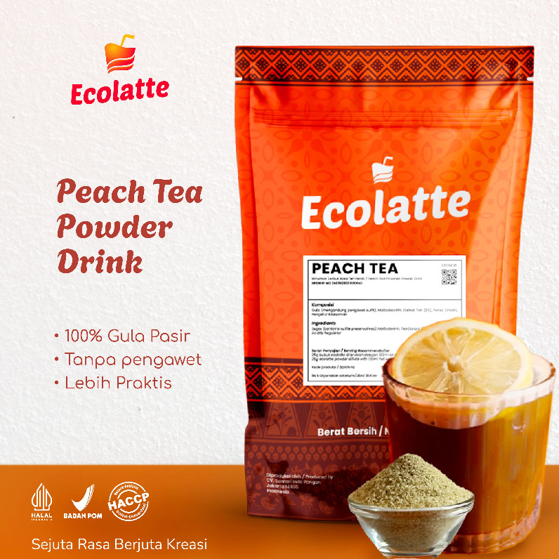 

special offer ECOLATTE PEACH TEA POWDER DRINK 1KG USAHA MINUMAN UMKM