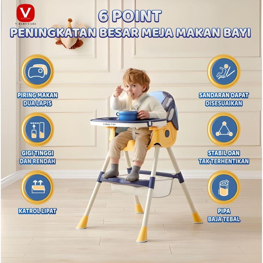 V-BABY CARE Kursi makan anak balita/Kursi makan bayi /kursi makan balita multifungsi/baby chair mult