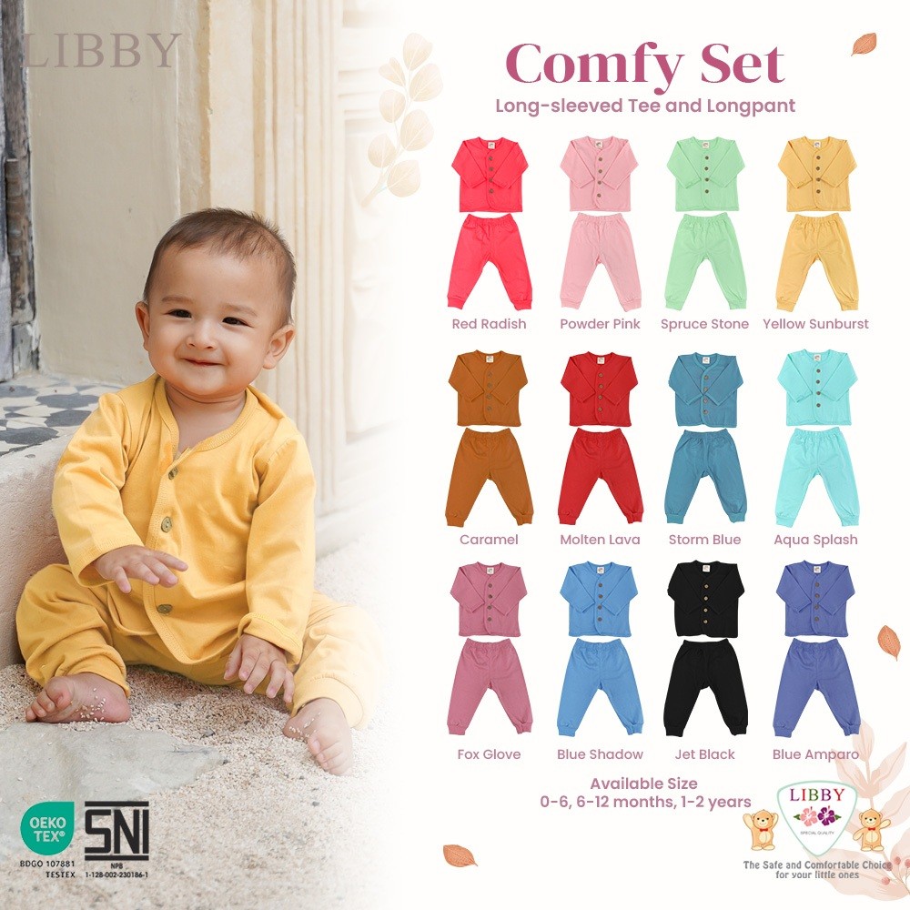 LIBBY Piyama Bayi-Setelan Panjang Bayi-Baju Tidur Bayi-LIBBY EARTH COMFY SET (1 Stel)