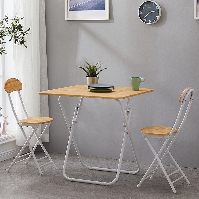 Meja Makan Lipat Set / Meja Makan Kayu/ Meja Cafe Meja Restoran/Kursi Lipat Portable