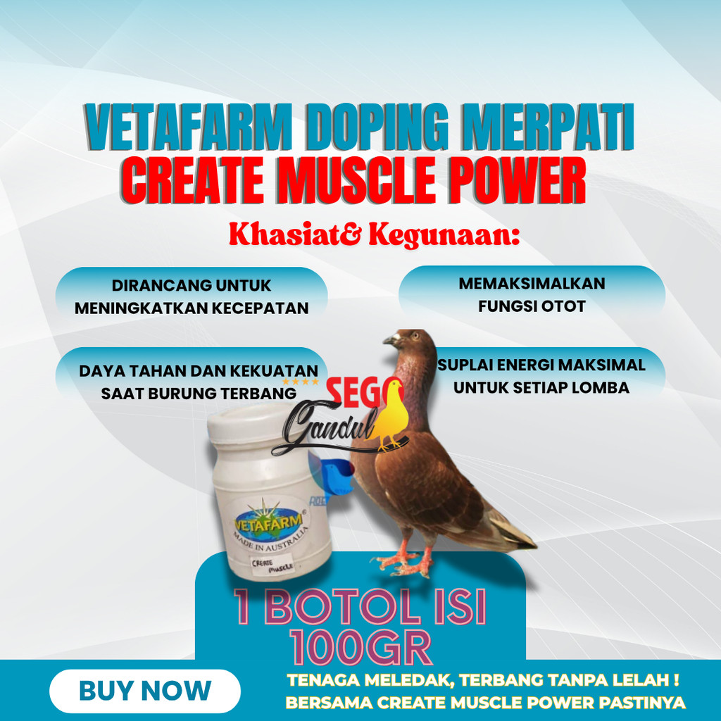 Vetafarm Doping Merpati Create Muscle Power 1 botol isi 100gr
