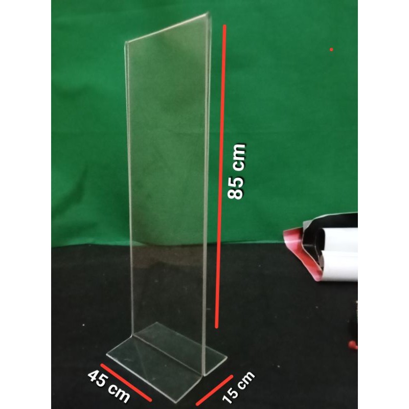 

akrilik tent card 45x 85 cm model T potrait tebal 2mmCO