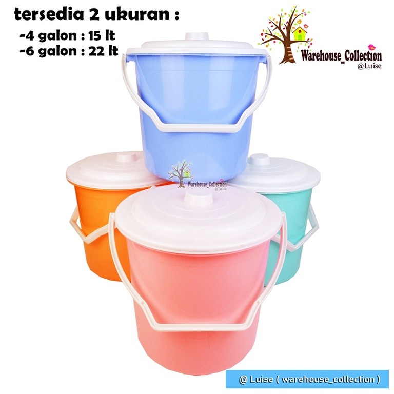 COD EMBER PASTEL 4 galon (15 liter)/ 6 GALON(22 liter)/Ember TUTUP Warna Warni /EMBER TEBAL PASTEL S