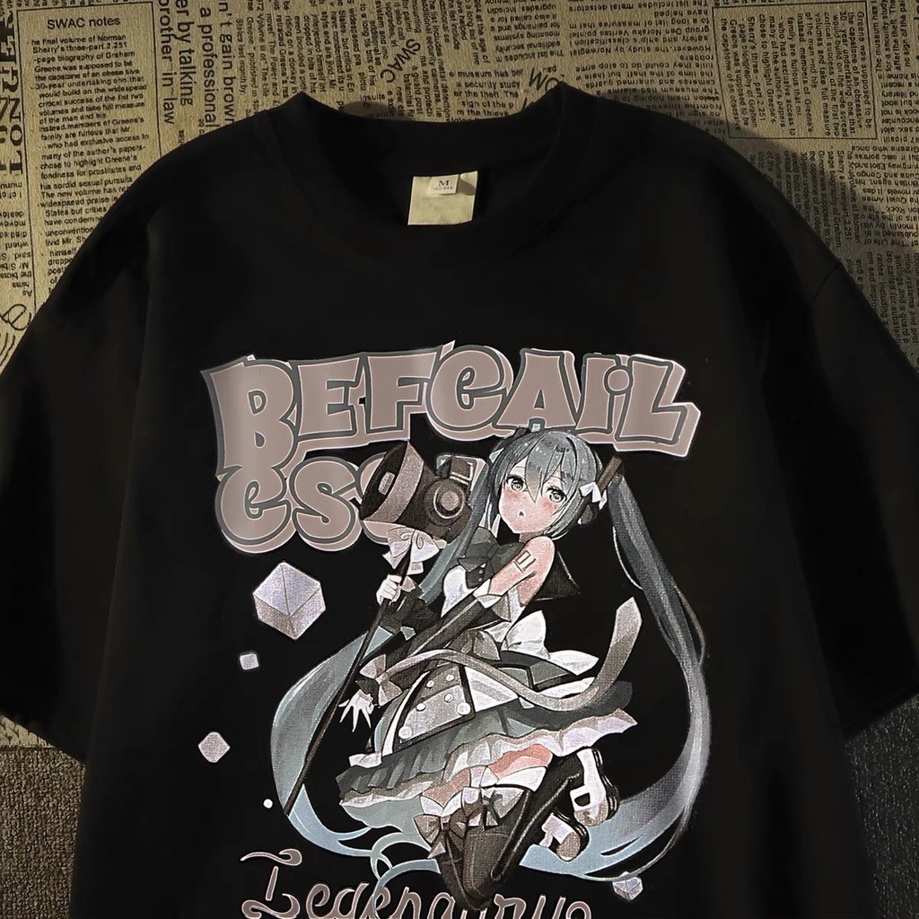 Kaos Anime Oversize | Kaos Oversize Pria | Desain Karakter Hatsune Miku (Vocaloid) dengan Gaya Stree