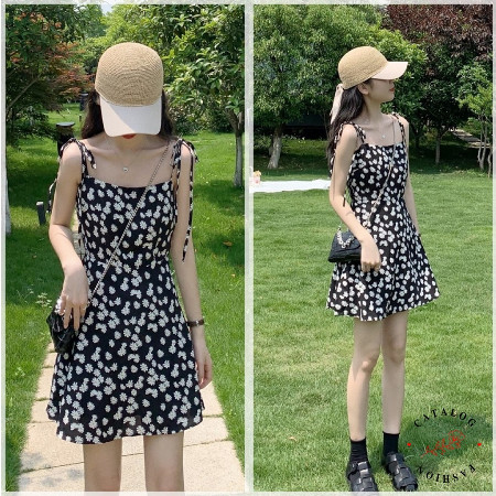 Fashion Dress Wanita DRESS TALI SUNNY Dress Motif Bunga Fashion Kekinian