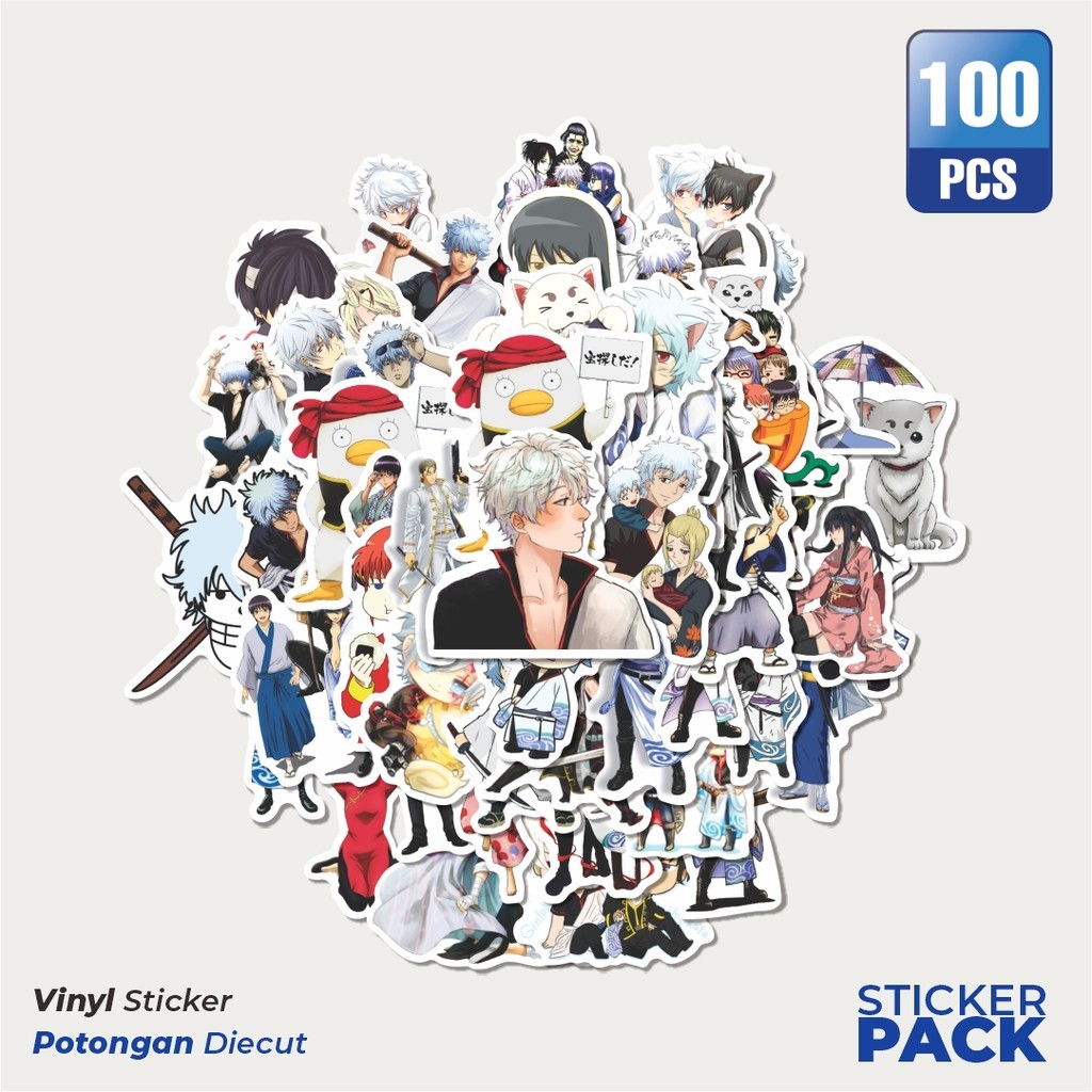 

Stiker Vinyl Sticker Anime Gintama Waterproof Aesthetic- Untuk Laptop, Motor, dan Helm - Paper Stationery Pack