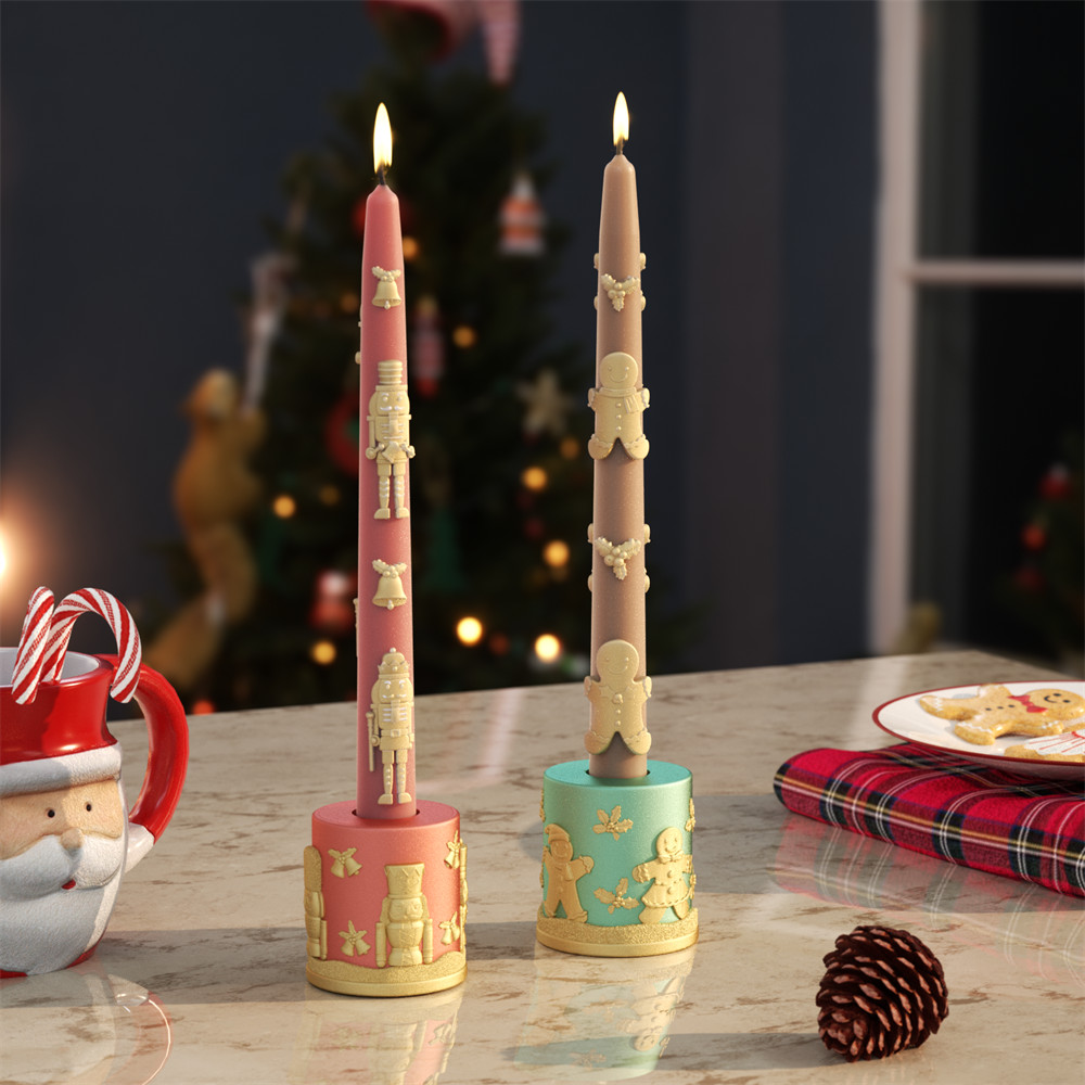 

Boowan Nicole Gingerbread and Nutcracker Silicone Molds DIY Aromatic Taper Candle Mould Xmas Home Decor