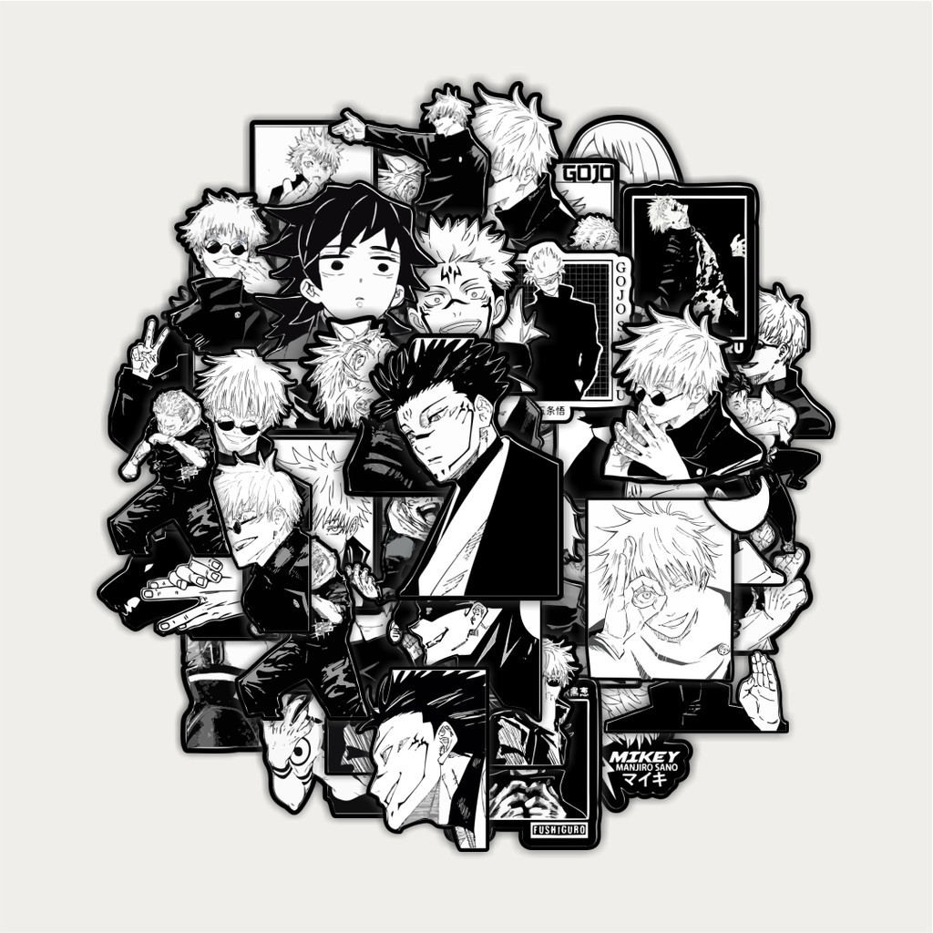 

Sticker Pack Stiker Anime Jujutsu Kaisen Black & White | Sticker TUMBLR | Stiker LAPTOP KOPER HELM