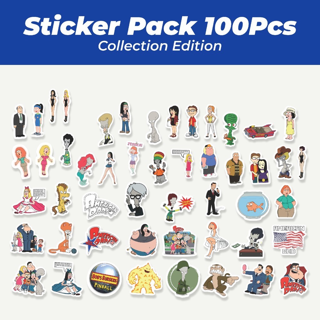 

Hot Sticker Kartun American Dad Sticker Lucu Anti Air Stikers Berperekat Waterproof Sticker Decal Buat Motor Helm Buku Journal Koper Casing HP Laptop Botol Minum