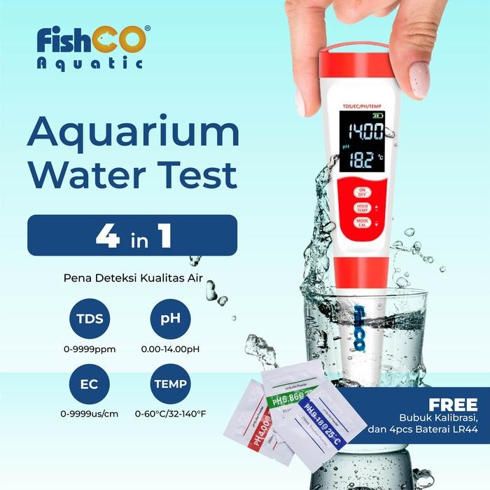 Hot Produk Fishco Alat Ukur Kualitas Air Water Test 4 in 1 TDS, Ph, Ec, TempMeter - 4 in 1 Terbaik d