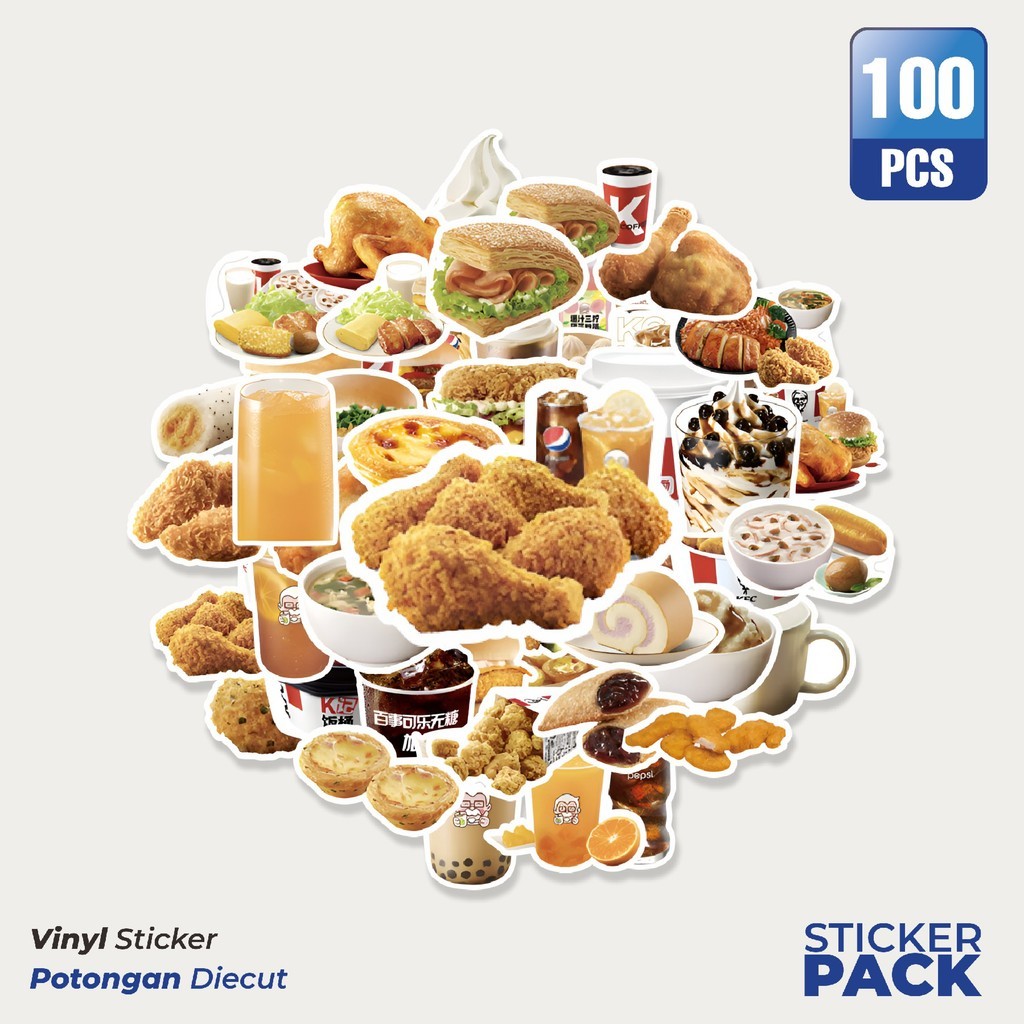 

Stiker Vinyl Stiker Makanan & Minuman KFC Lezat Waterproof Aesthetic- Untuk Laptop, Motor, dan Helm - Paper Stationery Pack