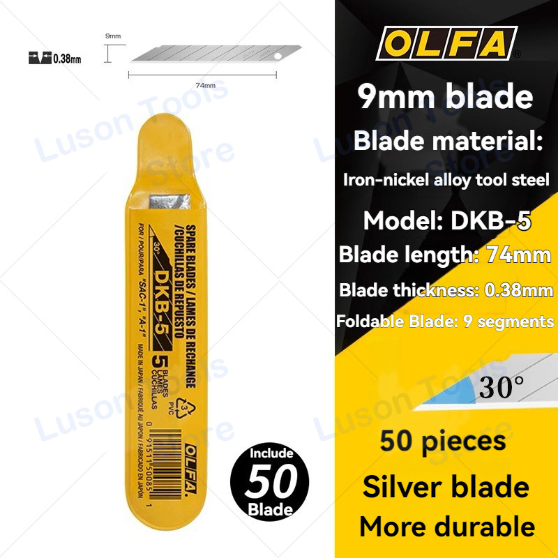 

50 pieces of original Japanese OLFA DKB-5 9mm blade, 30 degree angle art blade, professional mobile phone/car film cutting, alloy steel sharp handmade blade