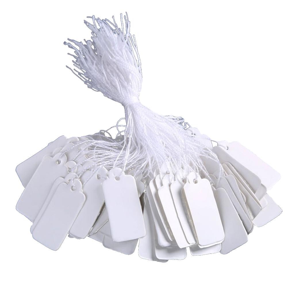 

95pcs String Display Tags for Jewelry Clothes Shoes Stationery White Paper Card Price Labels Hanging Tags Bottle