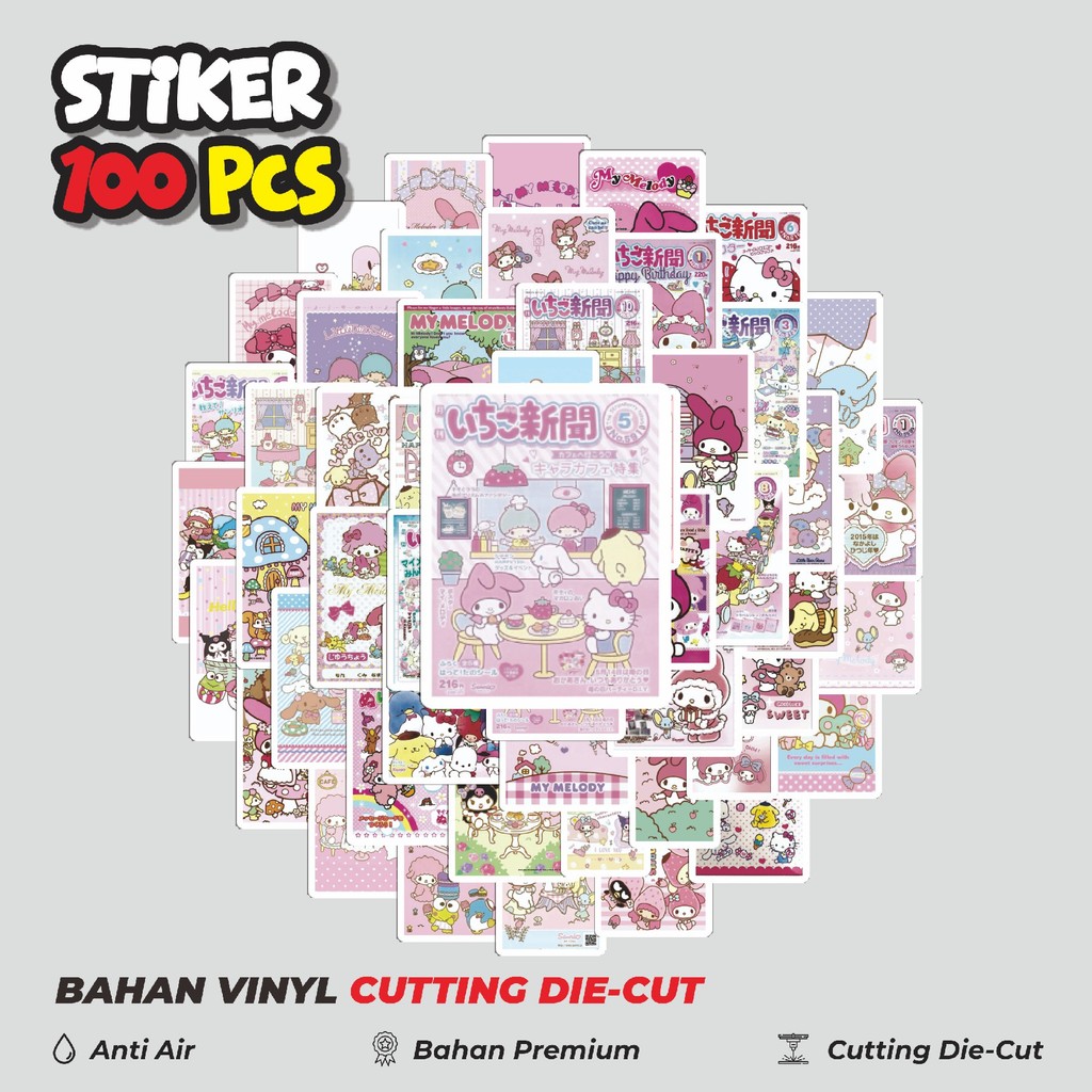 

Terbaru! 50 pcs Stiker Sanrio Comics Magazine Dekorasi Lucu Kreatif untuk Notebook, Skateboard, HP
