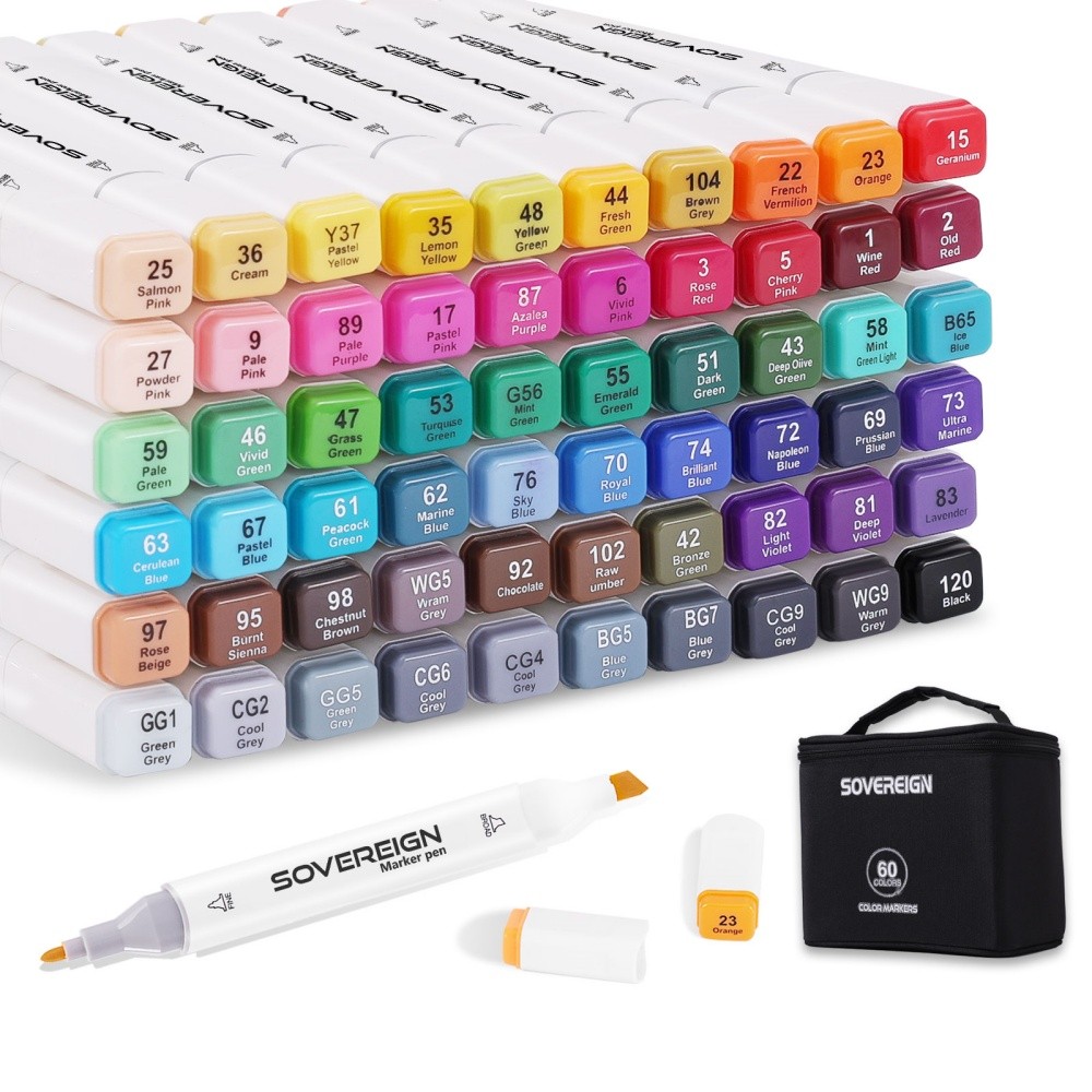 

36/48/60/80 Colors Double Headed Oily Art Marker Pen Set for Draw Sketching Permanent Markers Graffiti Manga School Art Supplies