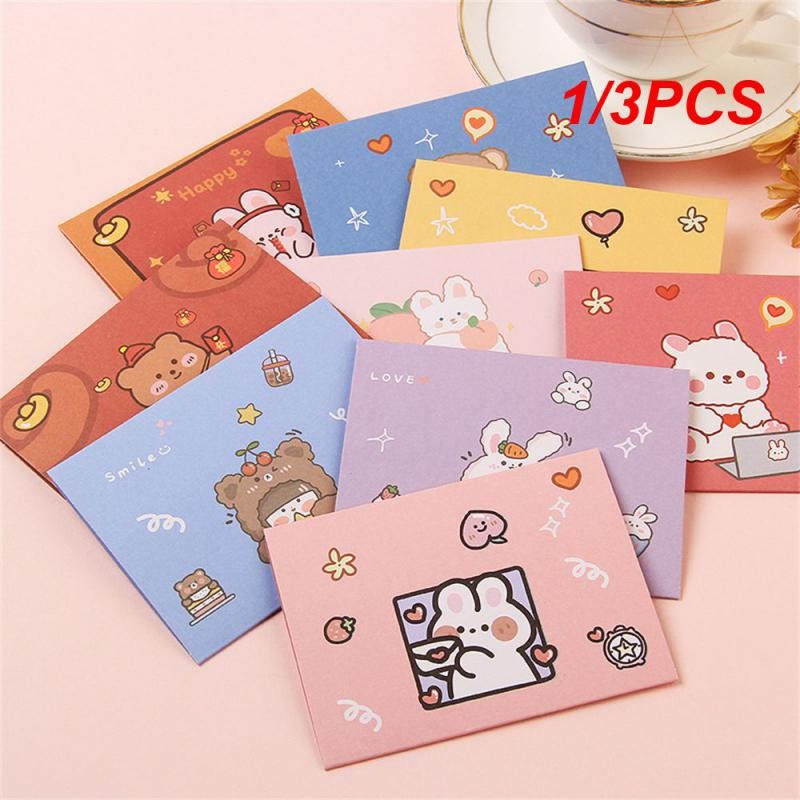 

1/3PCS Cute Cartoon Postcard New Year Gift Decoration Letter Paper Greeting Card Birthday Card Blessing Thank Envelope
