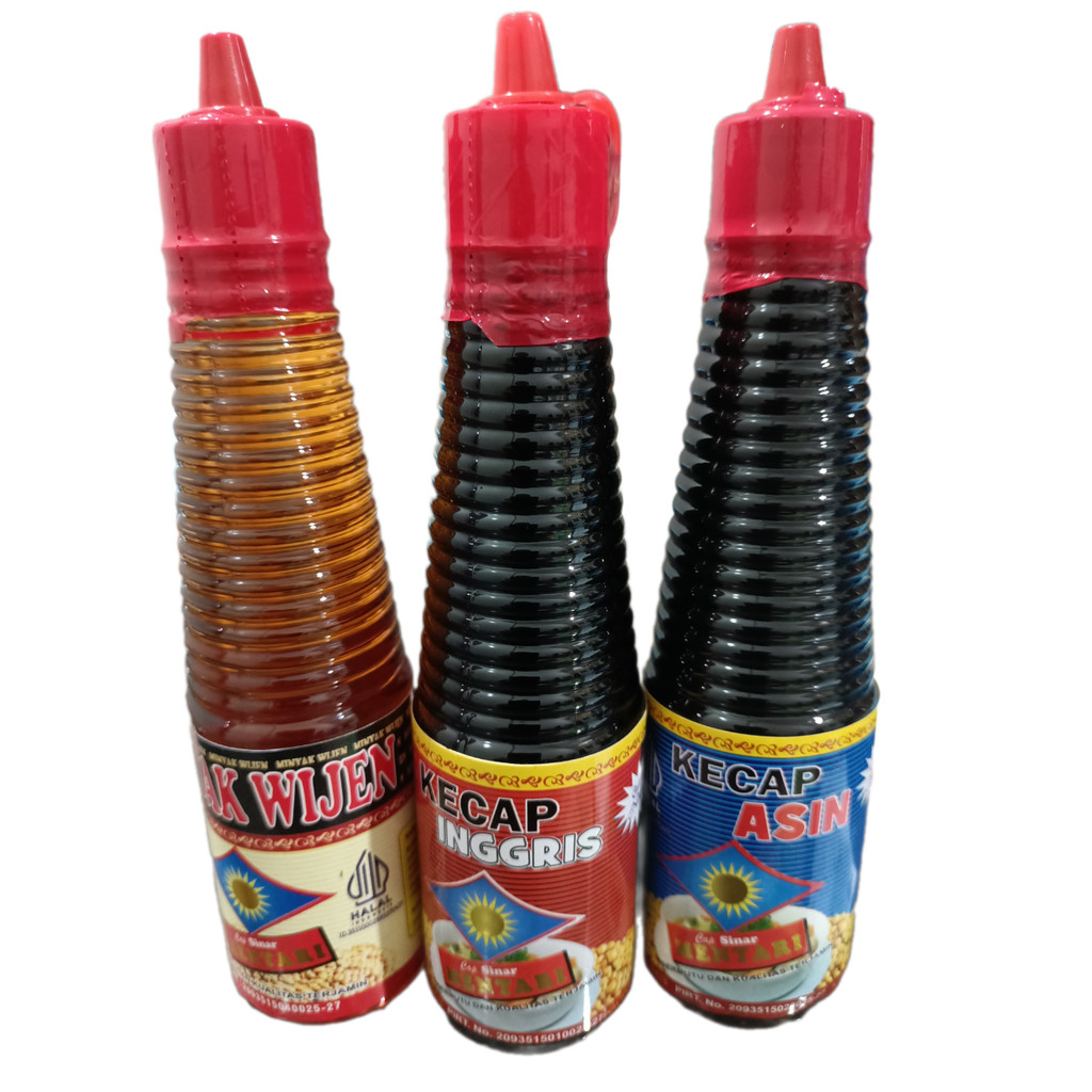 

Paket Murah Isi 3 Botol Cap Sinar Mentari 150 Ml - Minyak Wijen, Kecap Inggris, Kecap Asin
