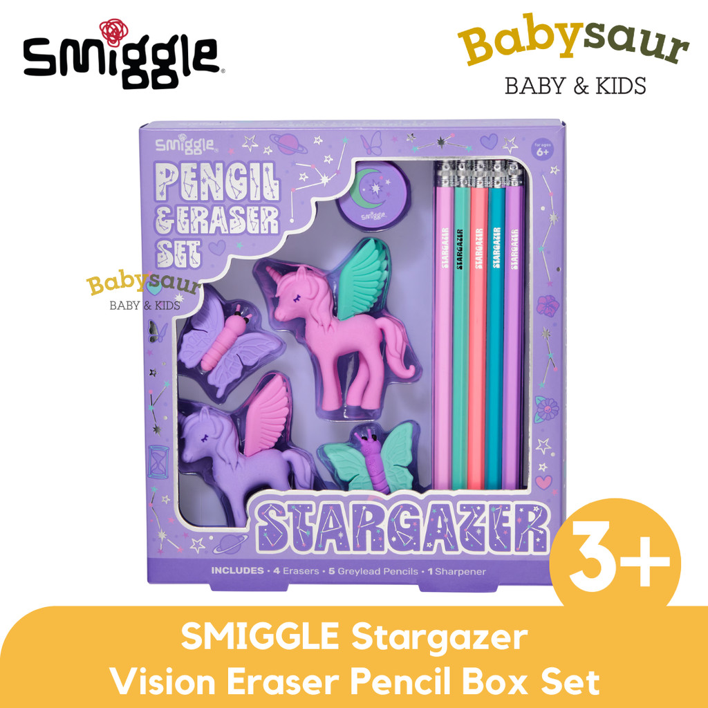 

SMIGGLE 100% Original Stargazer Vision Eraser Pencil Box Set Perlengkapan Sekolah Alat Tulis Anak Perempuan