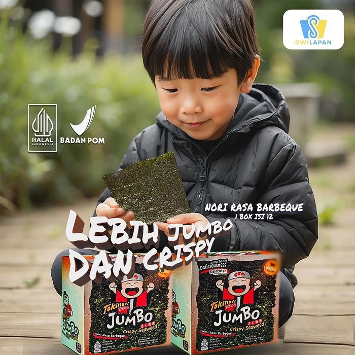 

Toki Nori Jumbo 1 Box (12 lembar) Halal Rumput Laut Seaweed - Rasa Original, Ayam Bawang dan Pedas Viral | Cemilan Rumput Laut Nori Camilan Food - Rasa BBQ PROMO !