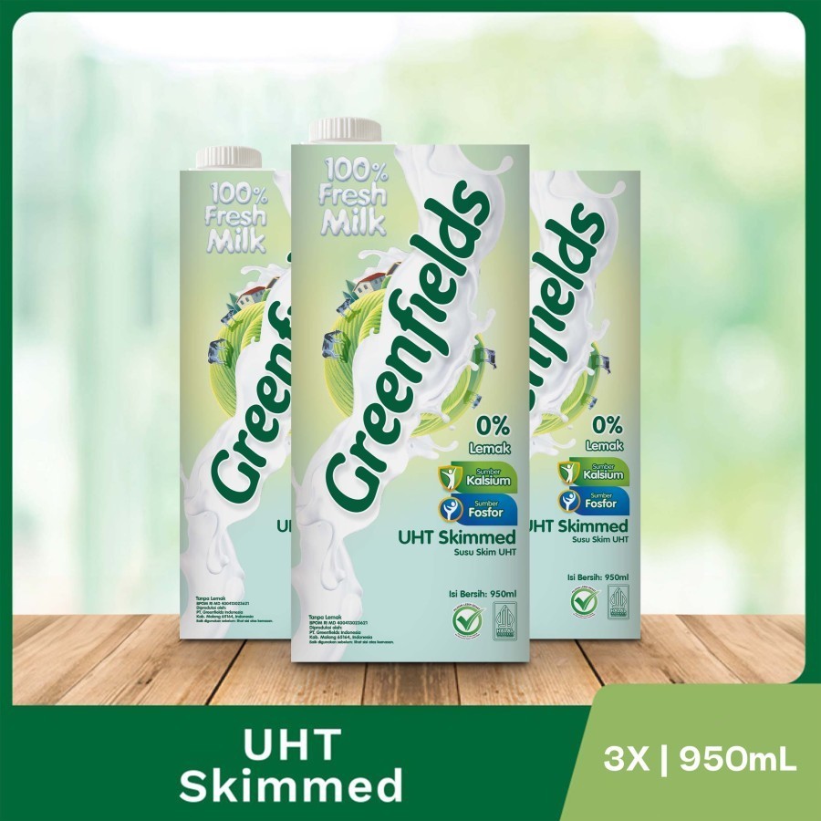 

[Triplepack] Susu Greenfields UHT Skimmed 950mL x 3 pcs
