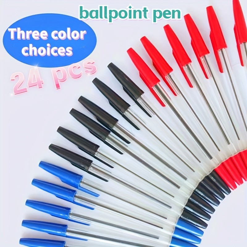 

24Pcs 0.7mm Ballpoint Pen Simple Portable Writing Tool 3Colors Transparent Plastic Shell Ballpoint Pen School Office Supplies