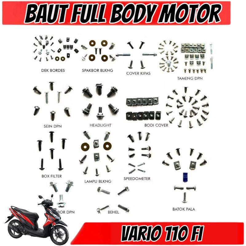 Baut Vario 110 Fi Full Set / Baud Honda Vario 110 Fi Full Body / COD Baut Honda Vario 110 Fi Fullset