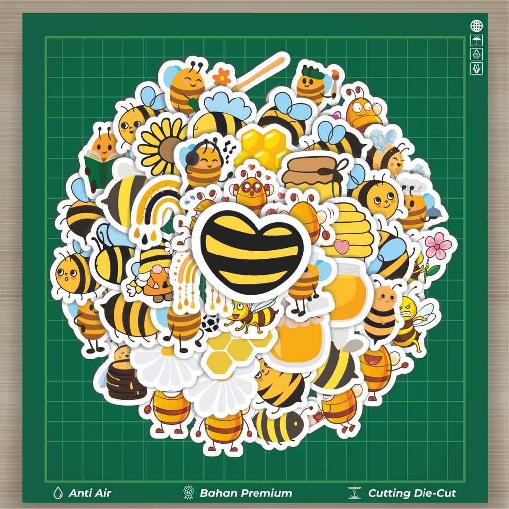 

HOT 50 PCS STIKER Stiker Kartun Lucu Lebah Dekorasi Lucu Kreatif untuk Notebook, Skateboard, HP