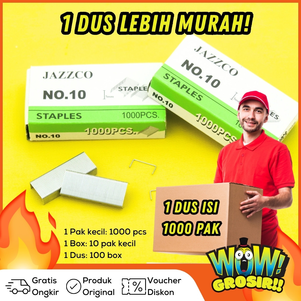 

WOWGROSIR Grosir!!! 1 Dus isi 1000 Pack Staples Isi Stapler Refill Stapler JAZZCO No. 10